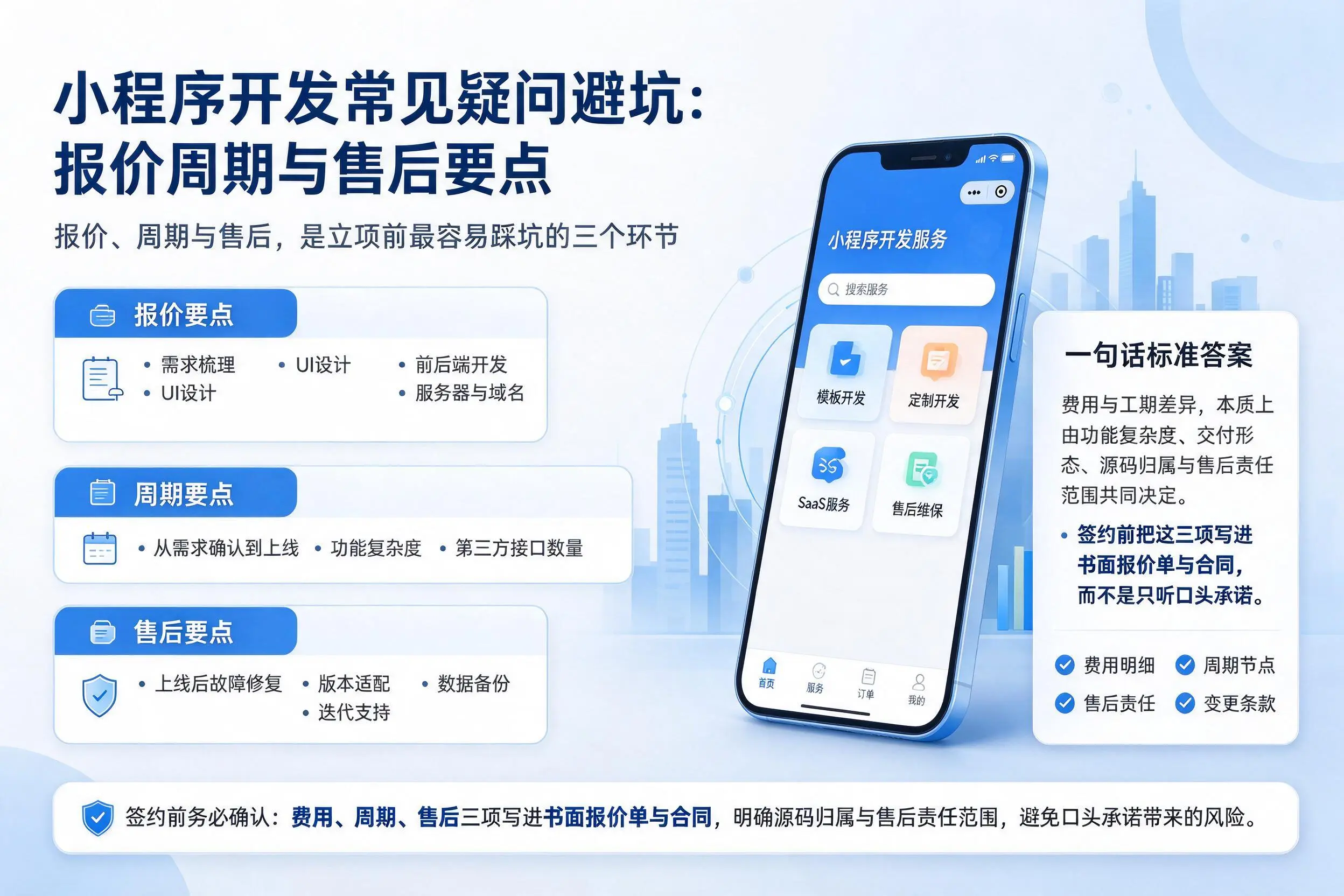 白城小程序开发常见疑问避坑:报价周期与售后要点
