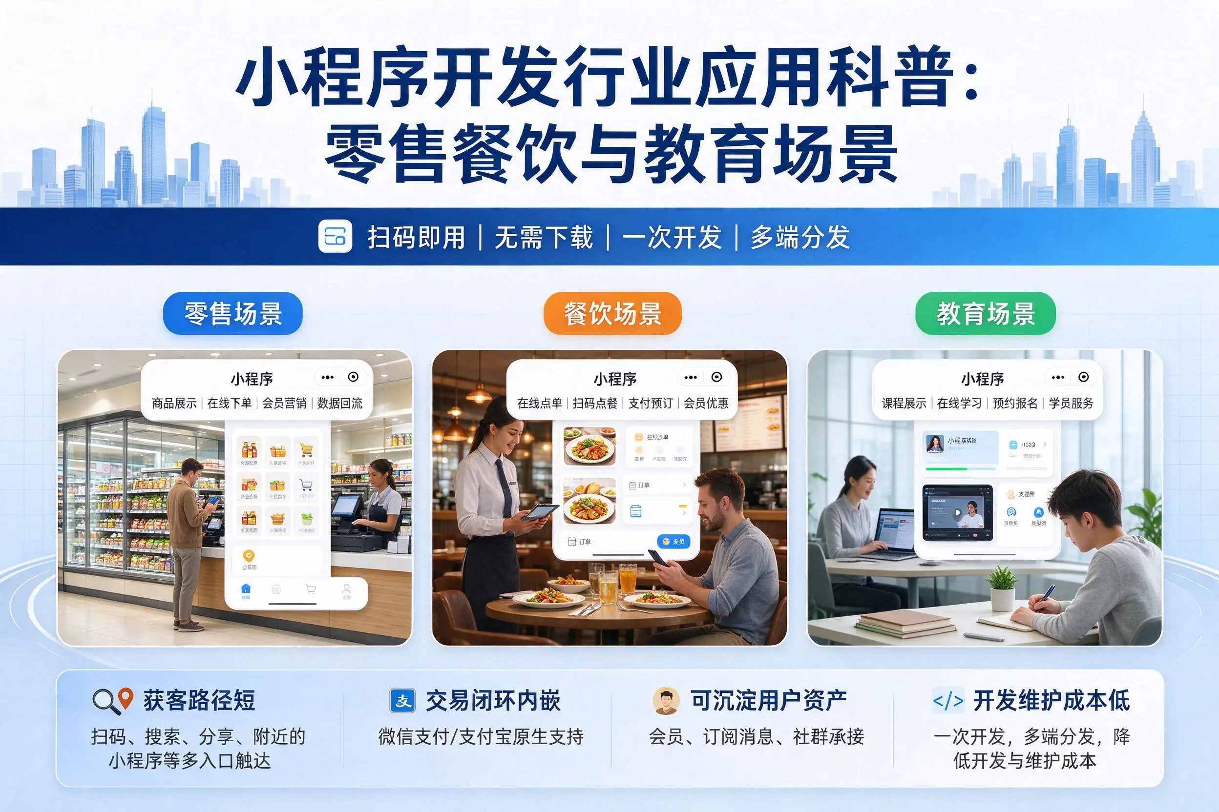 白城小程序开发行业应用科普：零售餐饮与教育场景
