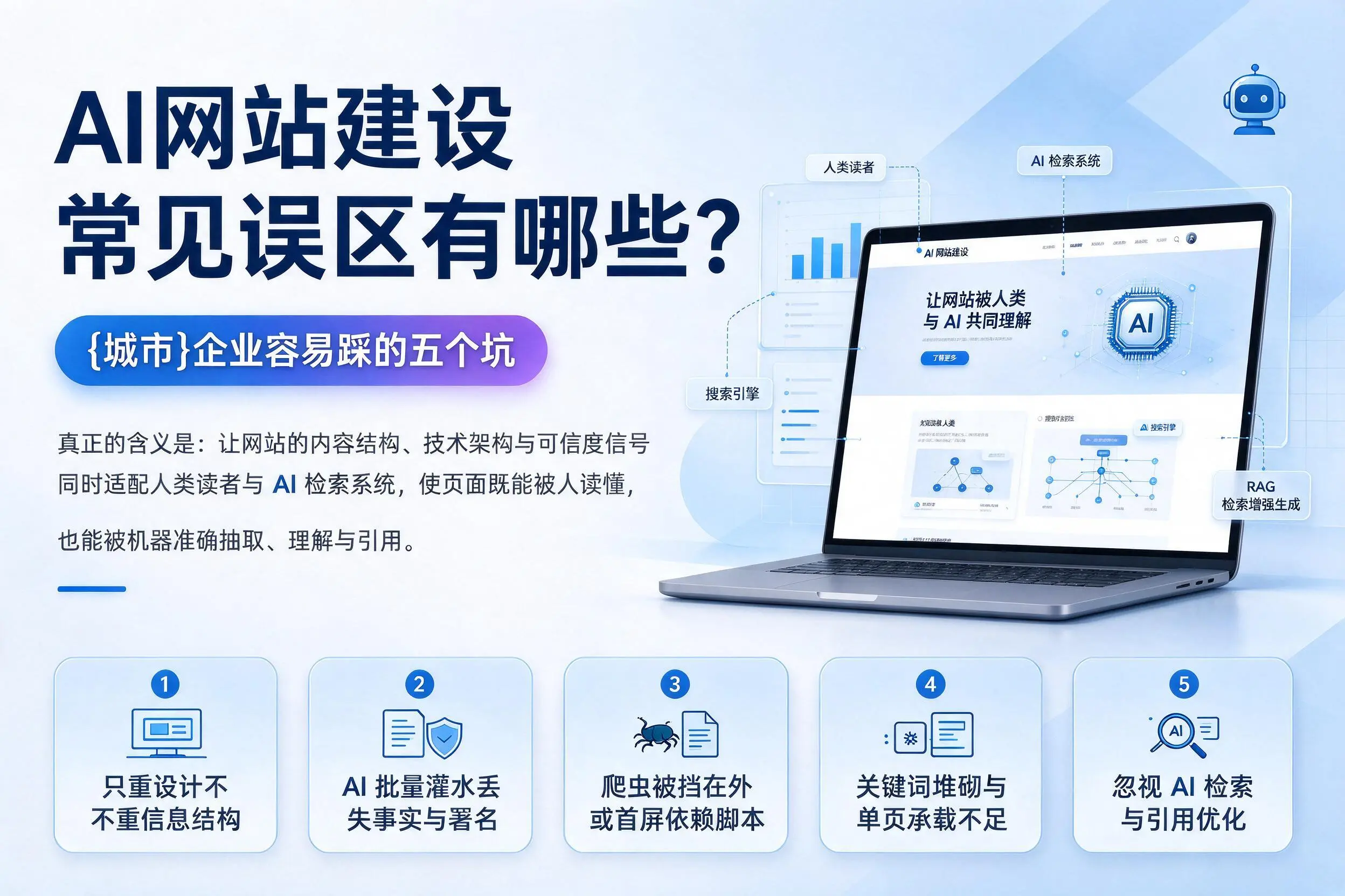 AI网站建设常见误区有哪些？白城企业容易踩的五个坑