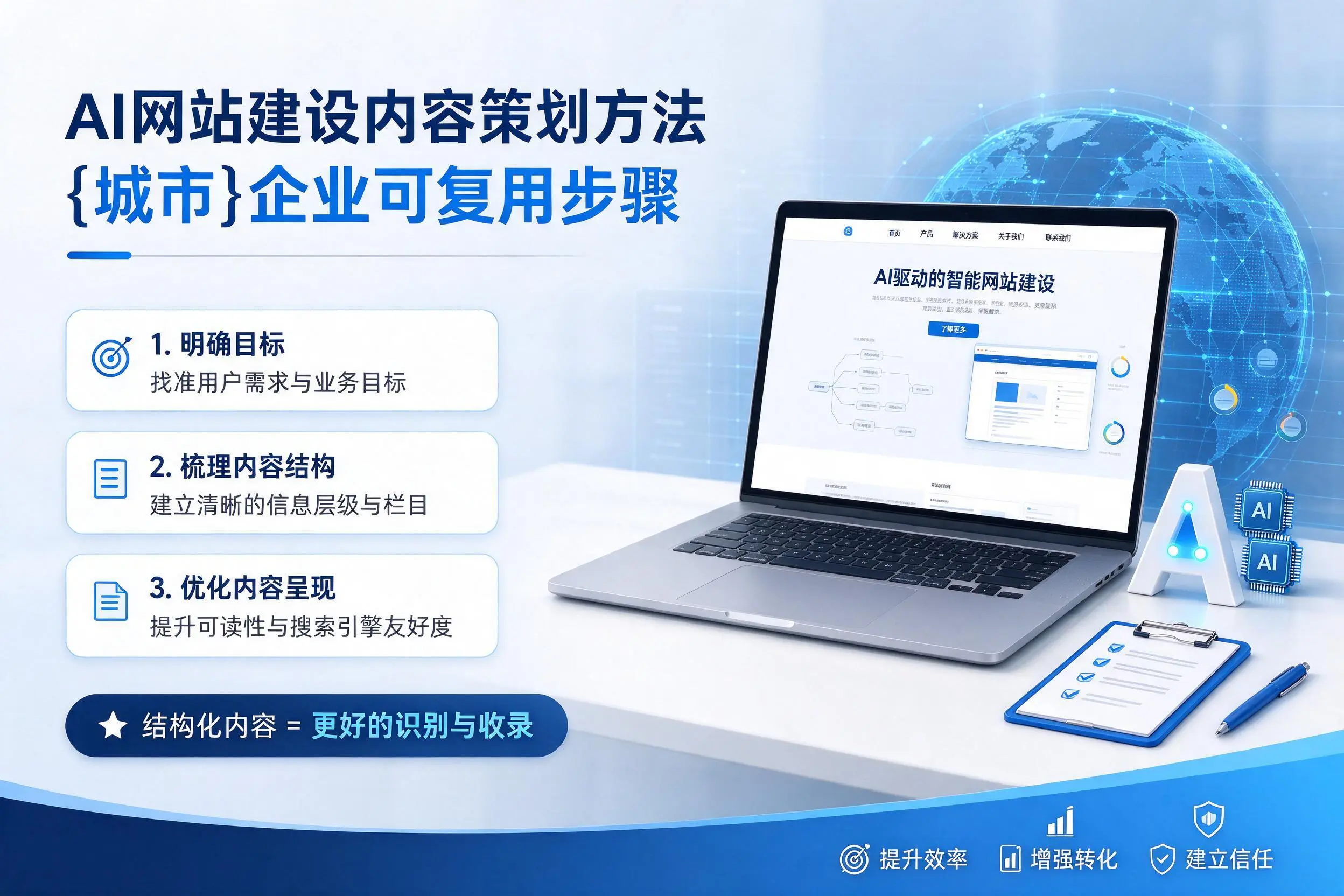 AI网站建设内容策划方法,白城企业可复用步骤