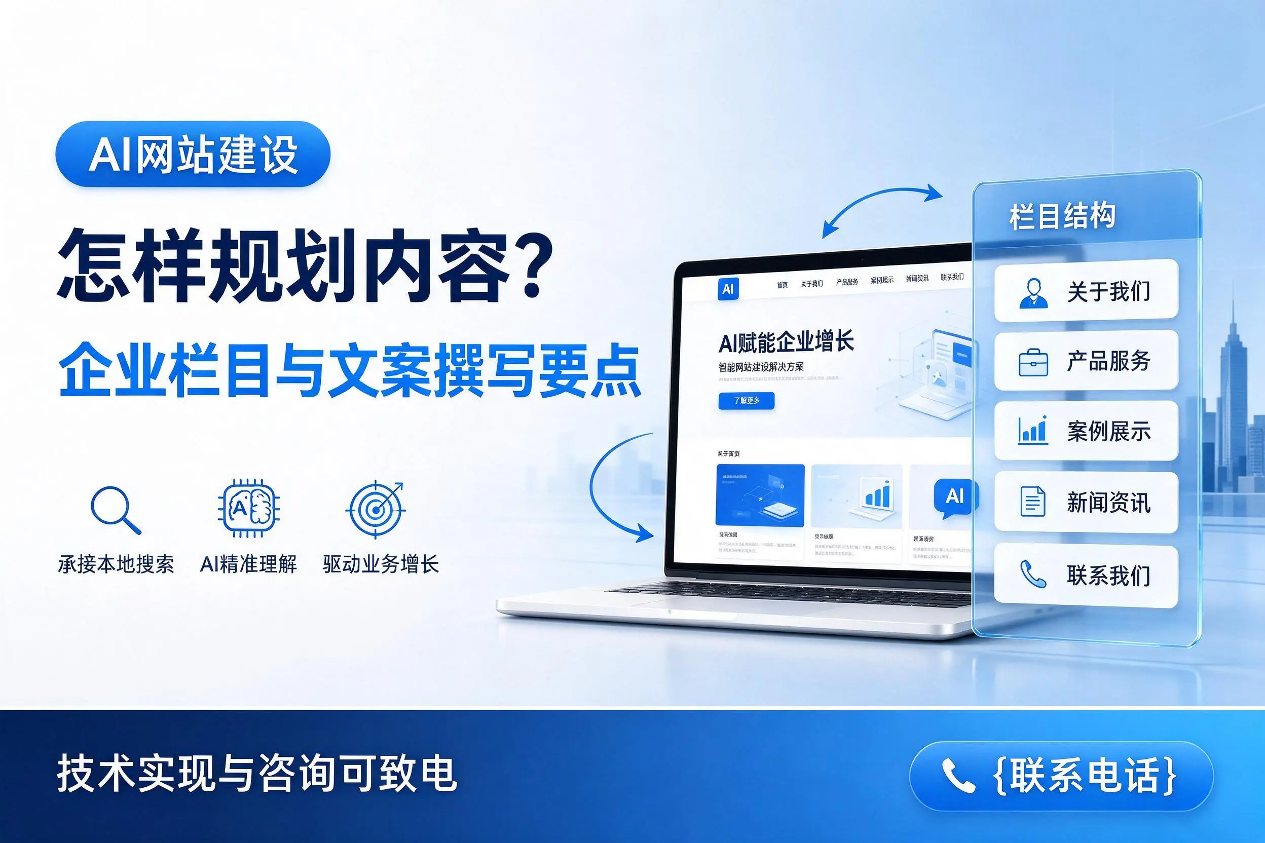 AI网站建设怎样规划内容？白城企业栏目与文案撰写要点